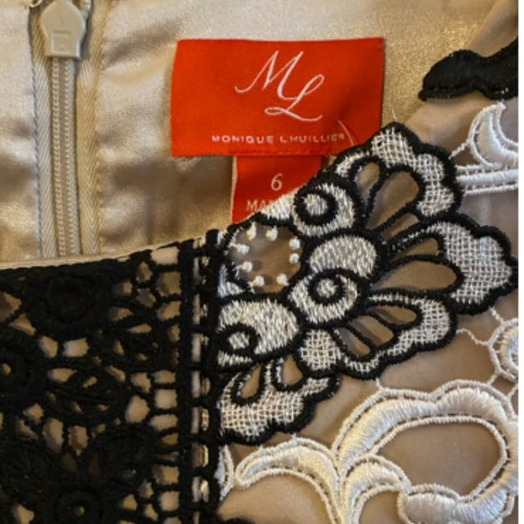 Monique Lhuillier Red and White Floral Dress - Picture 3 of 7